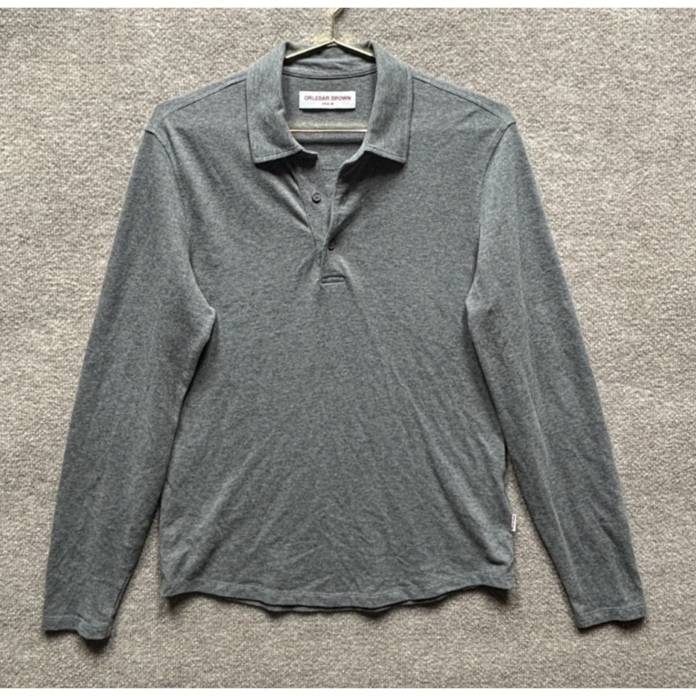 ORLEBAR BROWN Linwood Cotton And Cashmere Blend Polo Shirt‎ Men Medium Gray EUC
